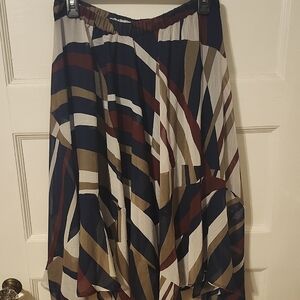 Banana Republic Asymmetrical Striped Skirt - Navy, Maroon, Beige